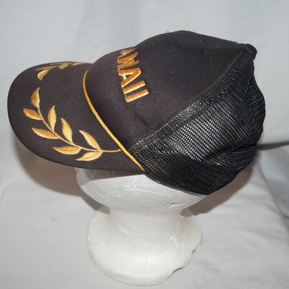 Vintage Truckers Hat Cap Mesh Hawaii Gold Leaf Hat - Picture 3 of 7